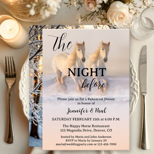 De avond voor de bruiloft Winterpaarden Proefdiner Kaart