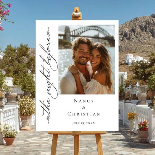 De avond voor de foto welkomstbord poster