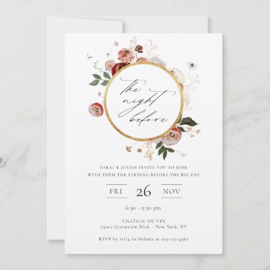 De avond voor de herfst bloemenuitnodiging kaart (Voorkant)