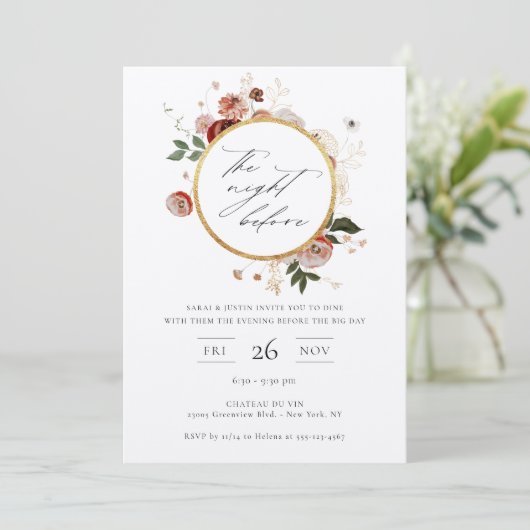 De avond voor de herfst bloemenuitnodiging kaart (Staand voorkant)