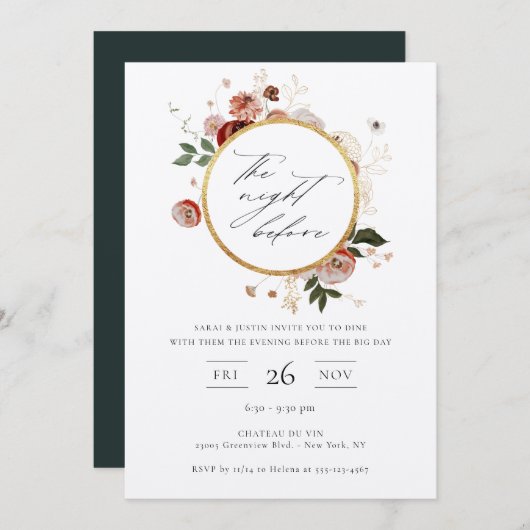 De avond voor de herfst bloemenuitnodiging kaart (Voorkant / Achterkant)