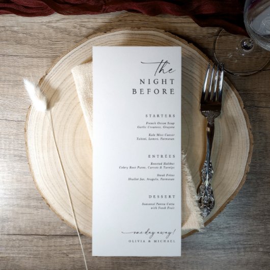 De avond voor de huwelijksrepetitie diner menu