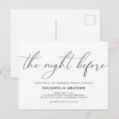 De avond voor de huwelijksrepetitie diner uitnodig briefkaart (Voorkant / Achterkant)