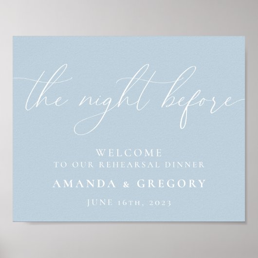 De avond voor de huwelijksrepetitie diner welkom  poster (Voorkant)