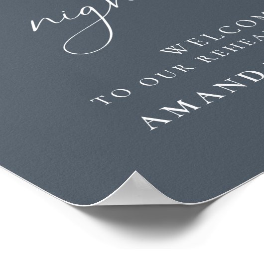 De avond voor de huwelijksrepetitie diner welkom poster (Hoek)