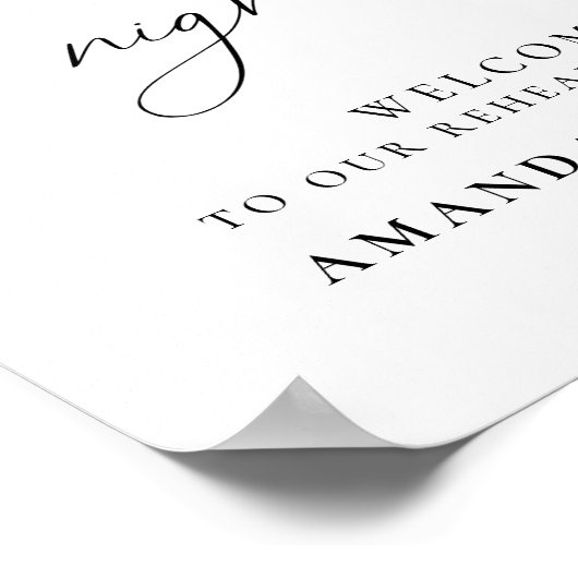 De avond voor de huwelijksrepetitie diner welkom poster (Hoek)