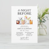 De avond voor de repetitie diner & drankjes uitnod kaart (Staand voorkant)