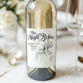 De avond voor de repetitie diner Funky Hand geteke Wijn Etiket