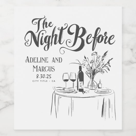 De avond voor de repetitie diner Funky Hand geteke Wijn Etiket (Enkel label)