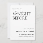 De avond voor de repetitie diner huwelijksontvangs kaart (Voorkant)