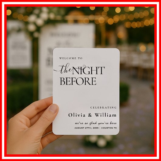 De avond voor de repetitie diner huwelijksontvangs kaart