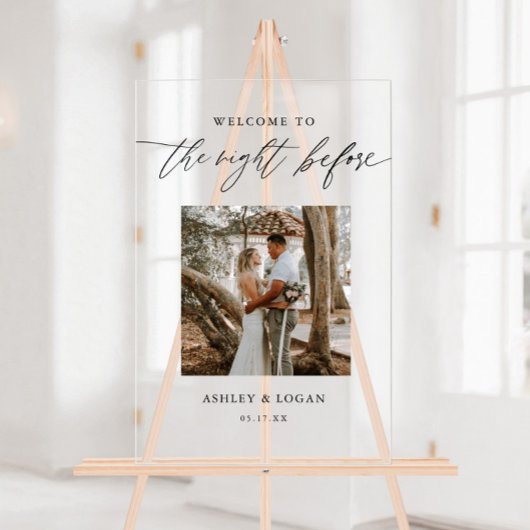 De avond voor de repetitie welkomstfoto acryl bord