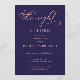 De avond voor de roze gouden folie repetitie diner kaart