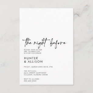 De avond voor de sluitingskaart informatiekaartje