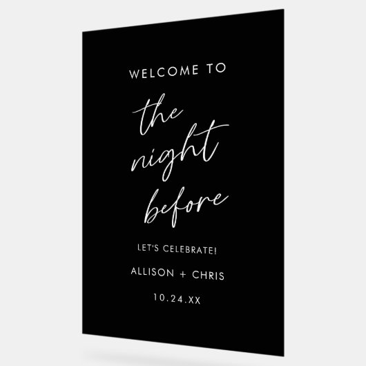 De avond voor de zwarte repetitie welkom acryl bord (Hoek)