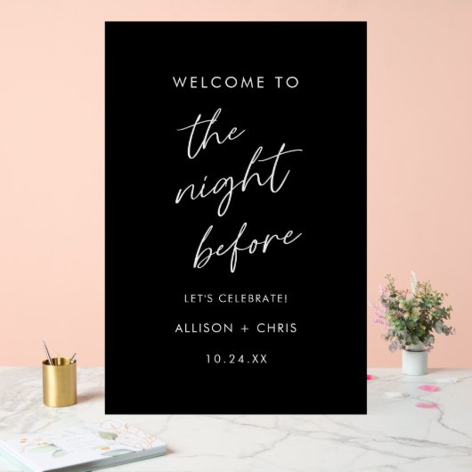 De avond voor de zwarte repetitie welkom acryl bord (Huwelijk)