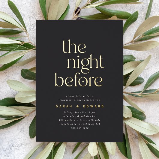 De avond voor het Black & Gold repetitie diner Folie Uitnodiging