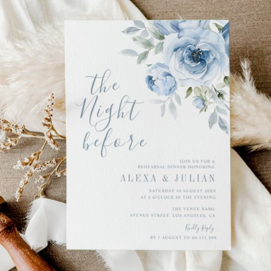 De avond voor het Blue Floral Repetitie Diner Kaart