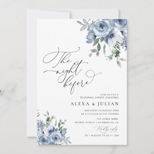 De avond voor het Dusty Blue Repetition Diner Kaart (Voorkant)