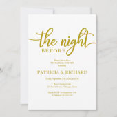 De avond voor het elegante gouden repetitie diner kaart (Voorkant)