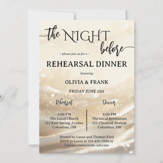 De avond voor het gouden glinsterende repetitiedin kaart (Voorkant)