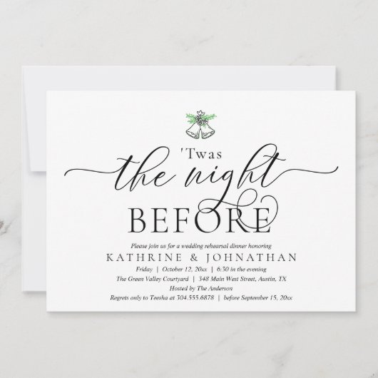 De avond voor het moderne repetitiediner kaart (Voorkant)