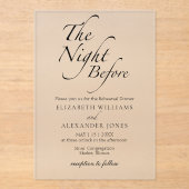 De avond voor het moderne script repetitie diner acryl uitnodigingen (Voorkant)