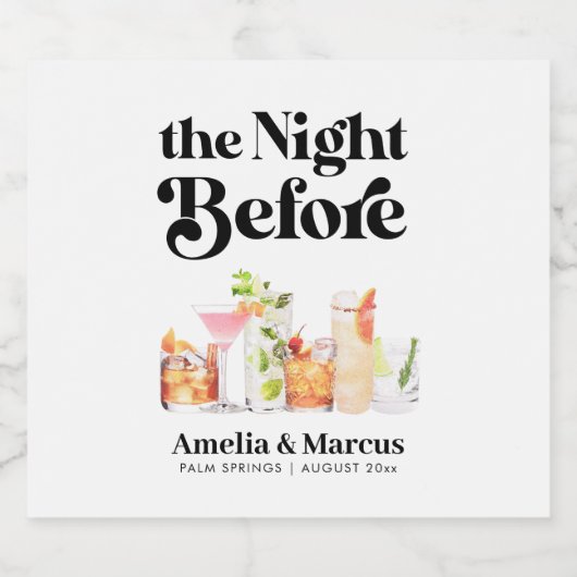 De avond voor het proefdiner van het retro koppel bier etiket (Enkel label)