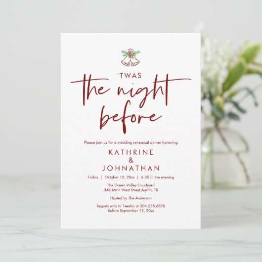 De avond voor het repetitie diner van de bruiloft kaart (Staand voorkant)