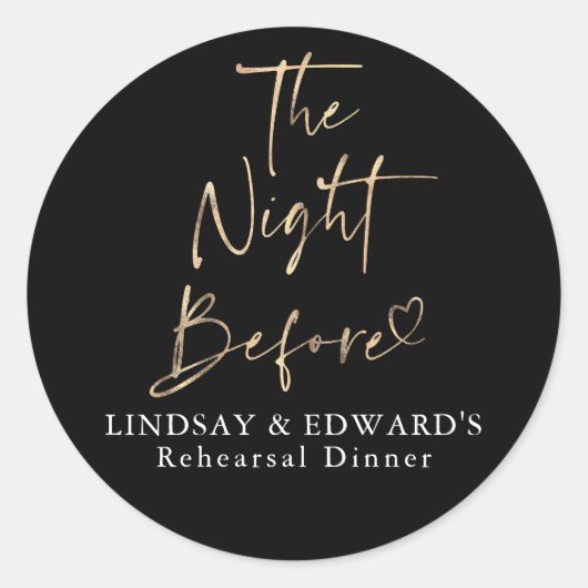 De avond voor het repetitiediner Black Modern Ronde Sticker (Voorkant)