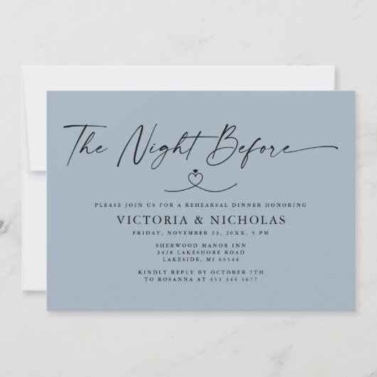 De avond voor het repetitiediner Dusty Blue Kaart (Voorkant)