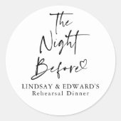 De avond voor het repetitiediner White Modern Ronde Sticker (Voorkant)
