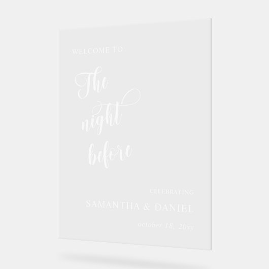 De avond voor het repetitief binnenwelkomstteken acryl bord (Hoek)