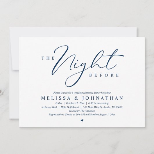 De avond voor het romantische bruiloft repetitie d kaart (Voorkant)