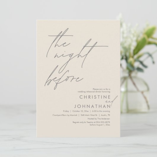 De avond voor het romantische bruiloft repetitie d kaart (Staand voorkant)