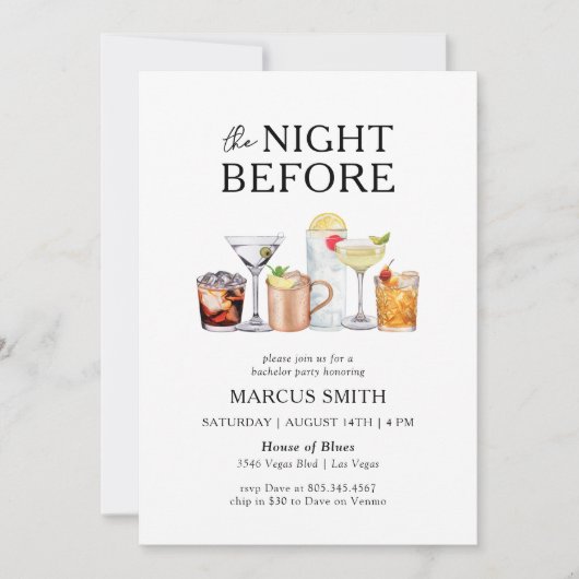 De avond voor het vrijgezellenfeest kaart (Voorkant)