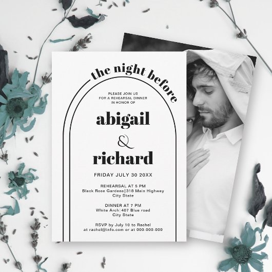 De avond voor maart bruiloft repetitie diner kaart