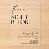 De avond voor minimale bruiloft repetitie diner acryl uitnodigingen (Voorkant)