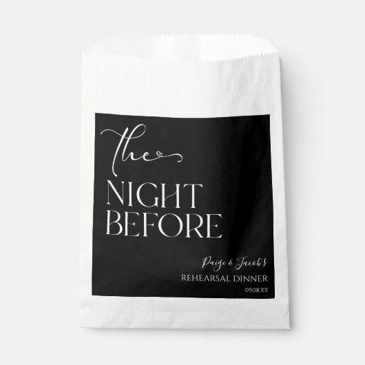 De avond voor minimale bruiloft repetitie diner bedankzakje (Voorkant)