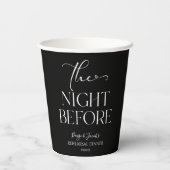 De avond voor minimale bruiloft repetitie diner papieren bekers (Achterkant)