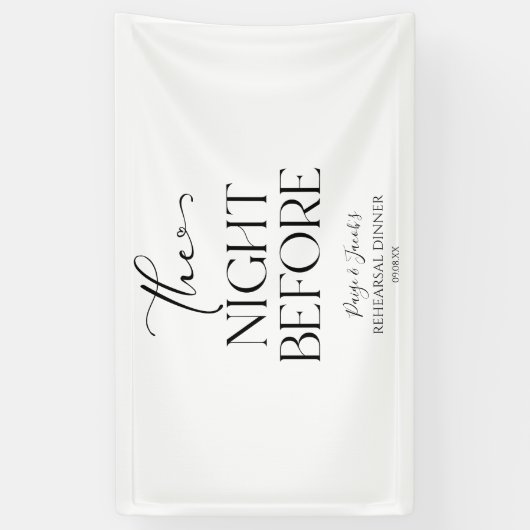 De avond voor minimale bruiloft repetitie diner spandoek (Verticaal)