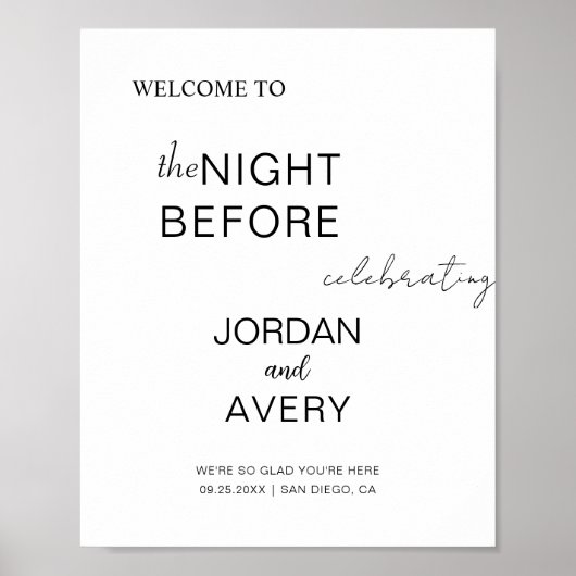 De avond voor ontvangst minimalistische repetitie  poster (Voorkant)