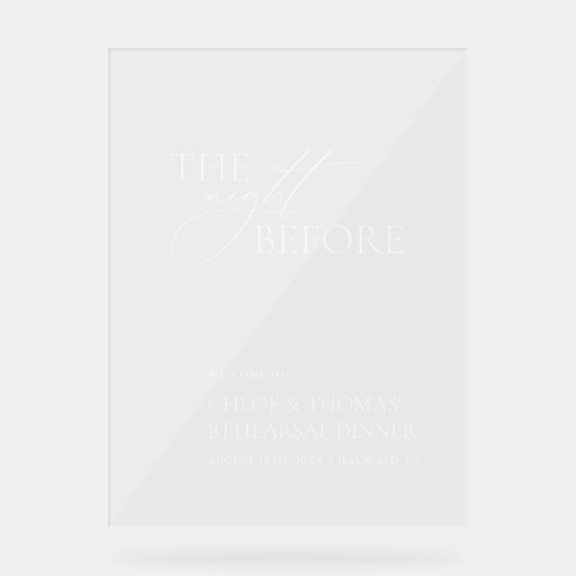 De avond voor repetitie diner acryl teken acryl bord (Voorkant)