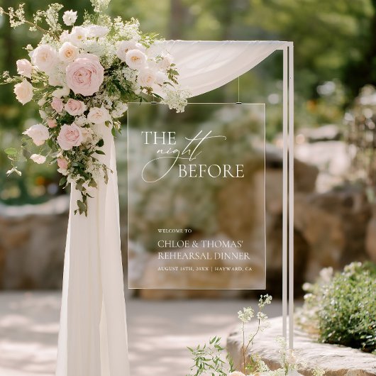 De avond voor repetitie diner acryl teken bord