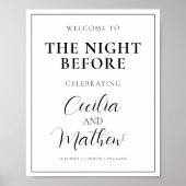 De avond voor repetitie diner bruiloft welkom poster (Voorkant)
