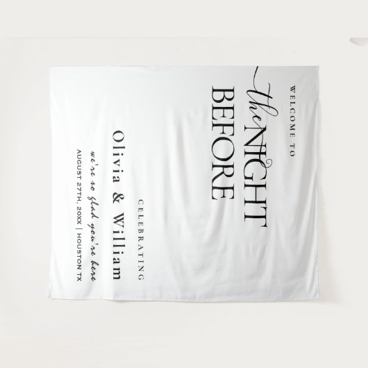 De avond voor repetitie diner bruiloft welkom wandkleed (Voorkant (horizontaal))