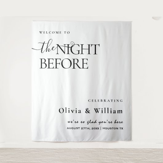 De avond voor repetitie diner bruiloft welkom wandkleed (Voorkant)