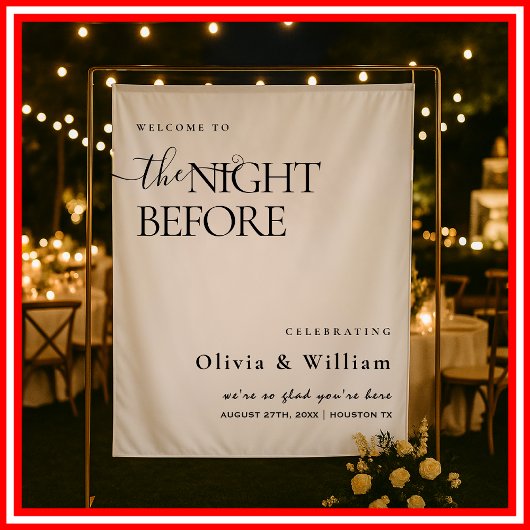 De avond voor repetitie diner bruiloft welkom wandkleed