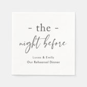 De avond voor repetitie diner op maat servet (Voorkant)