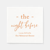 De avond voor repetitie diner op maat servet (Voorkant)